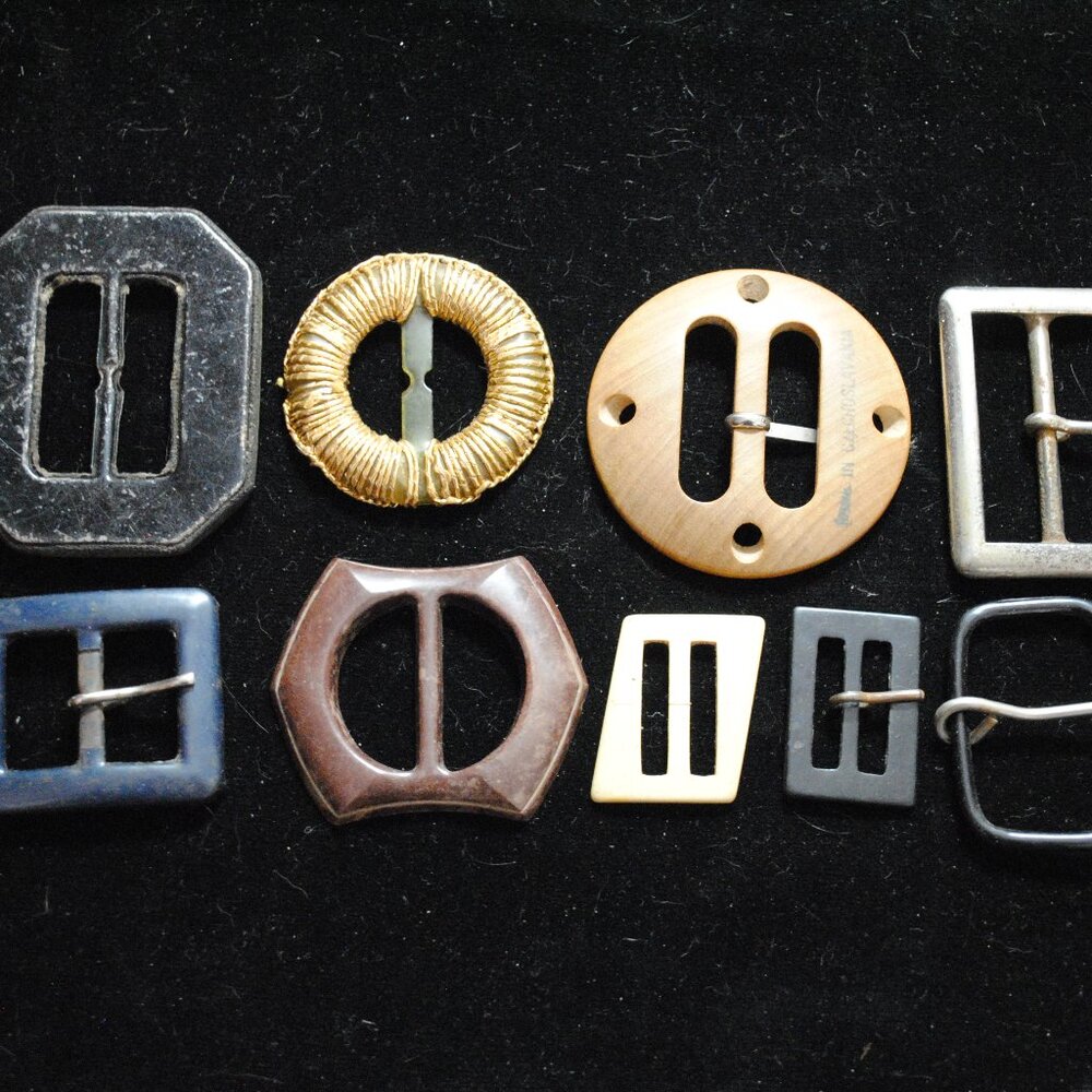 Lot of 9 Vintage / Antique Belt Buckles Art Deco Edwardian Mid-century Women's